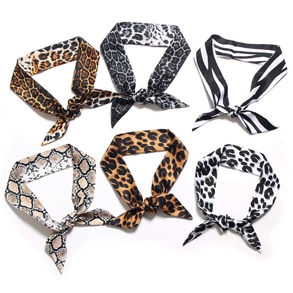 3/$15 Gray Cheetah Twilly Purse Head Neck Scarf - Picture 6 of 8